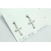 925 Sterling Silver Dangle Cross Earring white Zircon Stones 1.1 inch